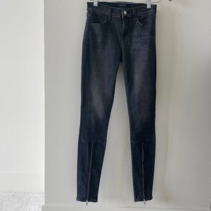 J Brand Dark Grey Skinny Jeans w/ Zipper Details - Excellent Like New!